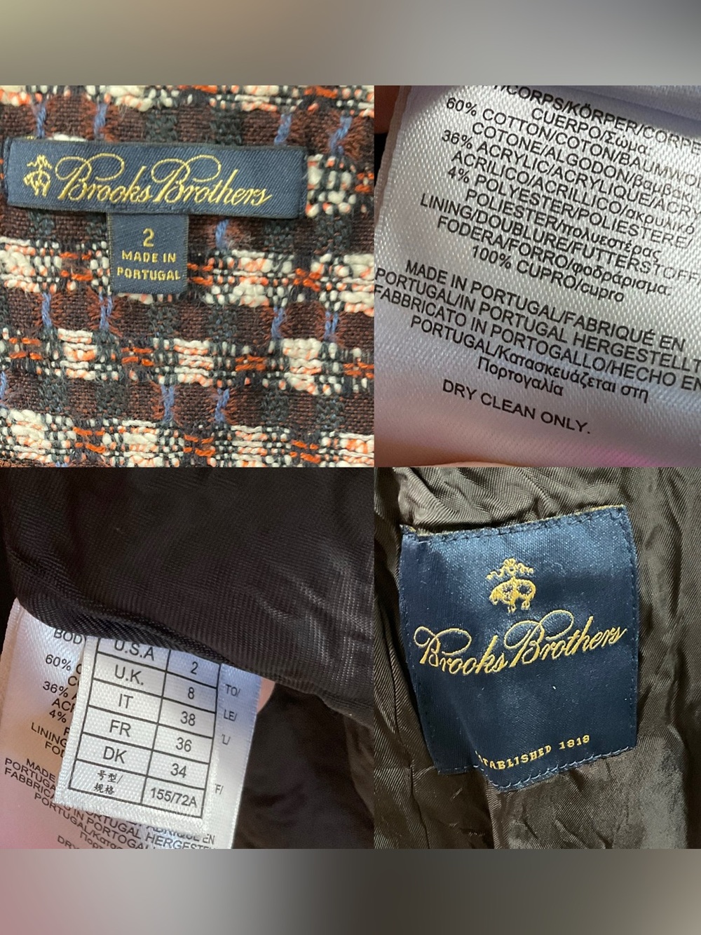 Brooks Brothers Navy and Brown Tweed Cropped Blazer - Picture 16 of 16